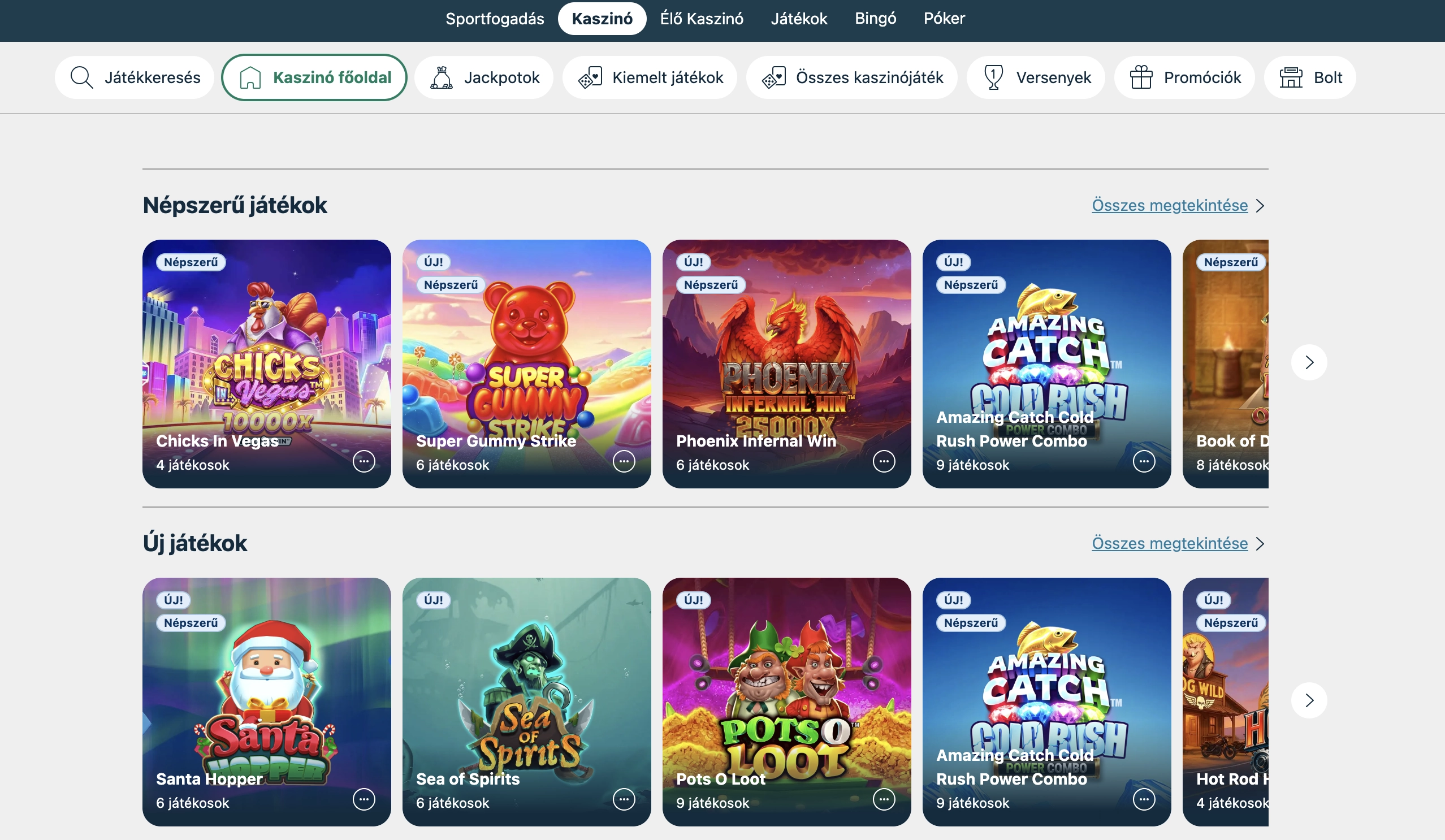 Elérhető játékok a BoaBet Casino kínálatában