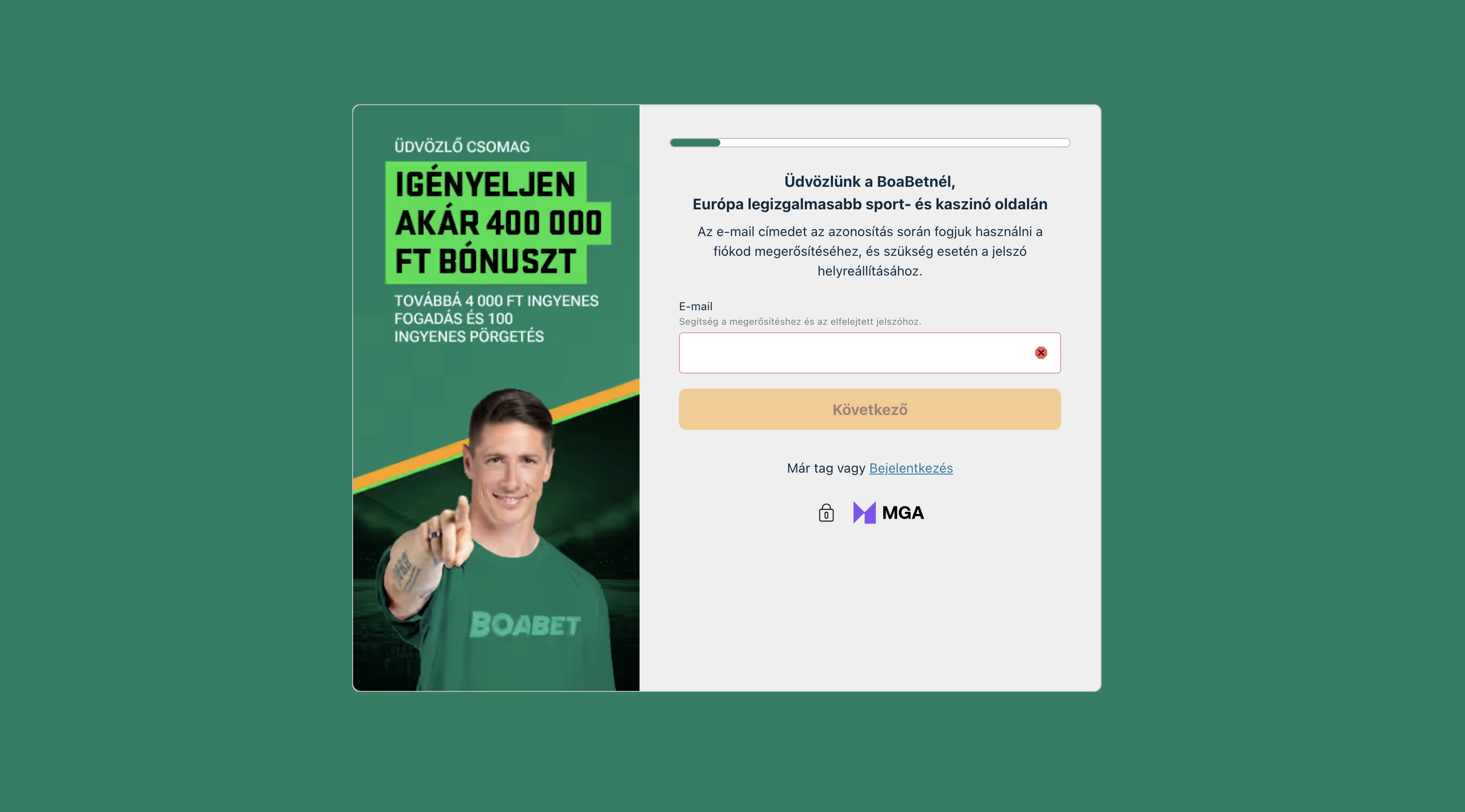 A regisztráció lépései a kaszinó weboldalán